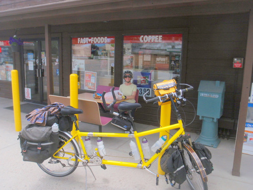 Terry and the Bee are visiting a Cafe/Gas Station, Kiowa, Colorado.